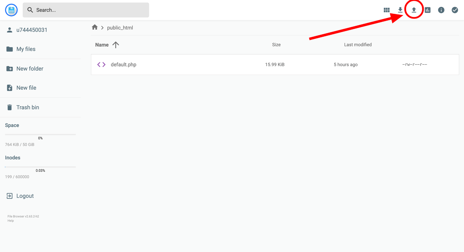 Bấm nút Upload trong public_html